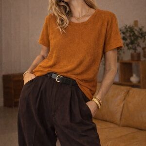 Dandy Del Mar tan terry cloth scoop neck neck t shirt